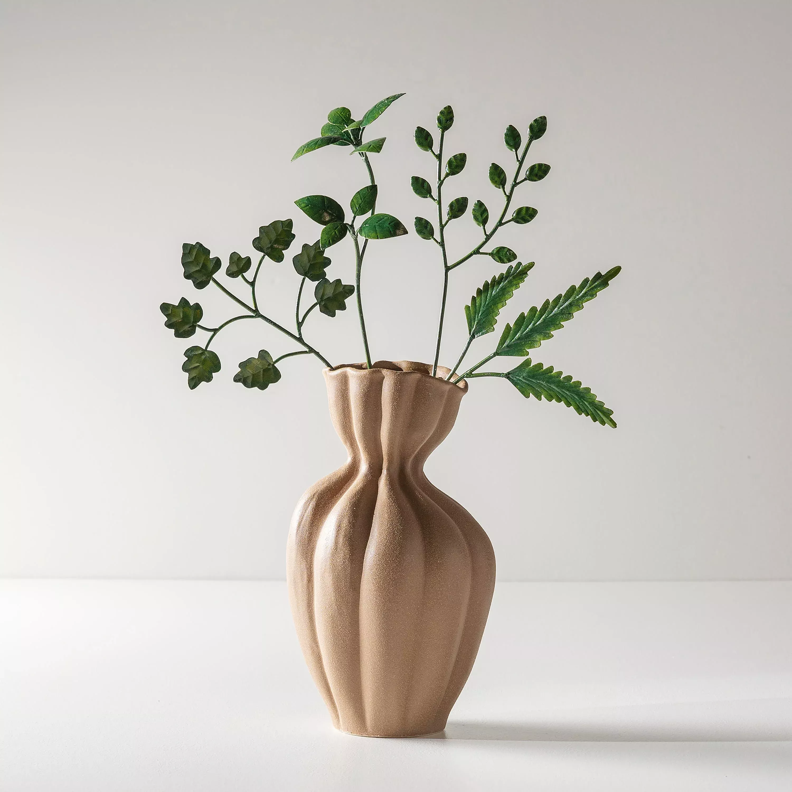 11" Textured Stoneware Vase