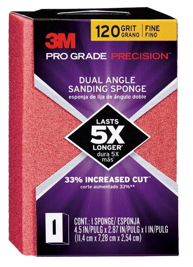 3M 24301PGP-F-DA Dual Angle Sanding Sponge, 120 Grit