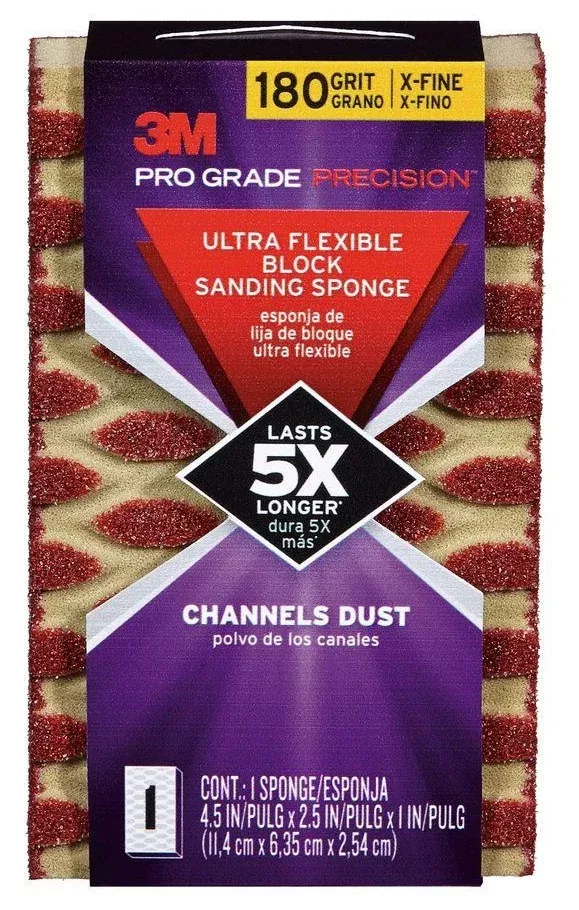 3M 2503PGP-180-UF Ultra Flexible Block Sanding Sponge, 180-Grit