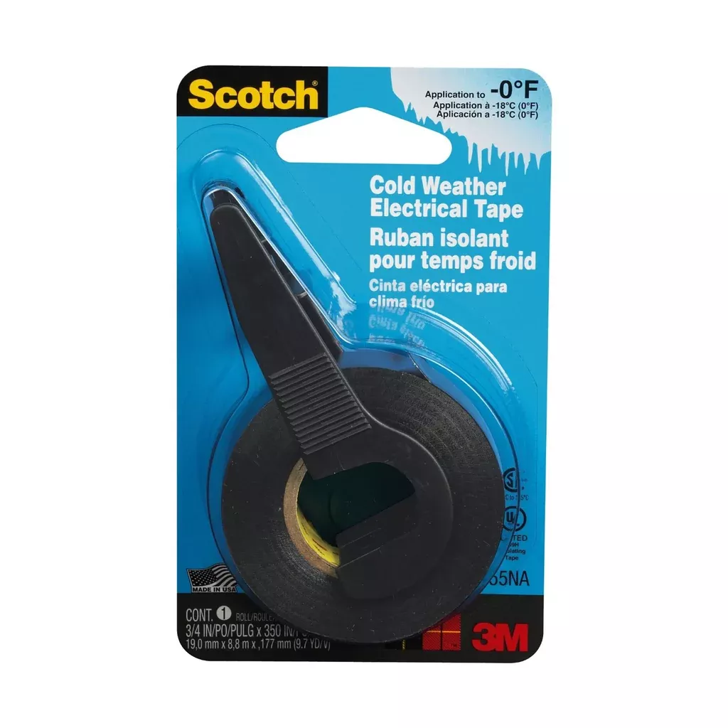 3M Scotch 10455NA Vinyl Plastic Cold Weather Electrical Tape 3/4" x 350", Black