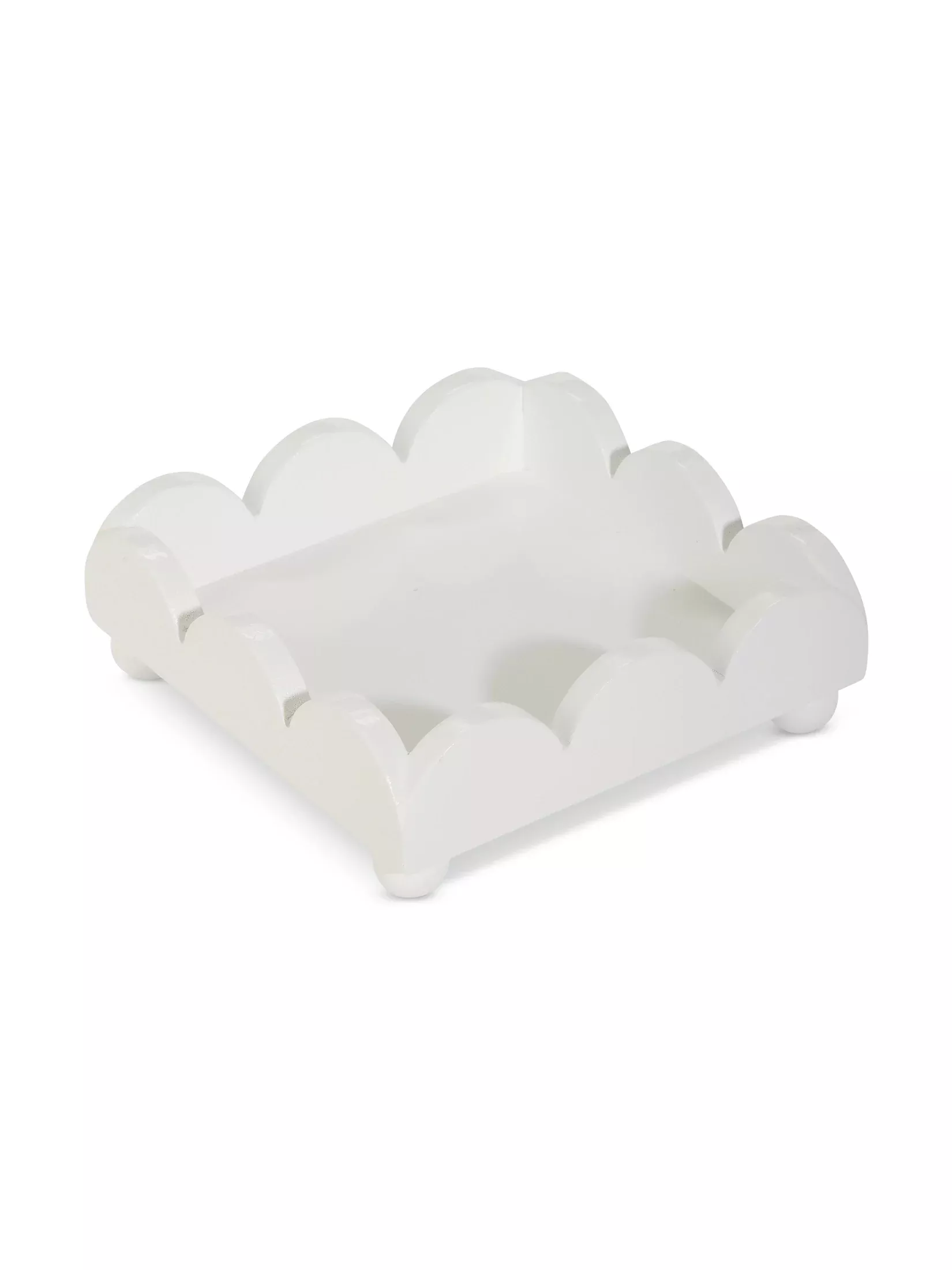 6" White Scalloped Napkin Holder
