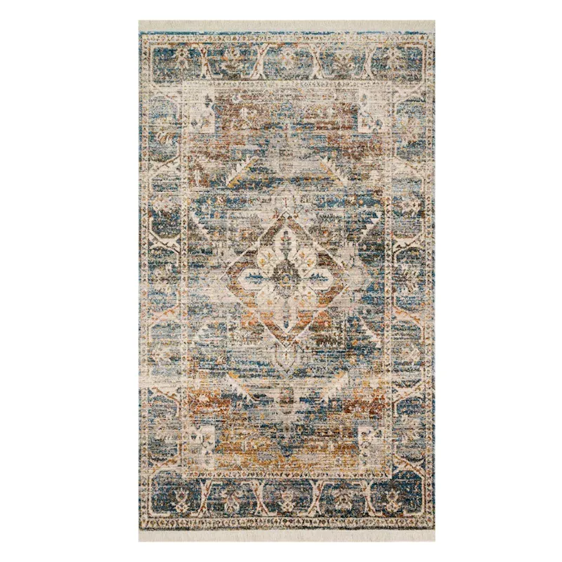 (A407) Halton Slate Rust Distressed-Look Accent Rug, 3x5