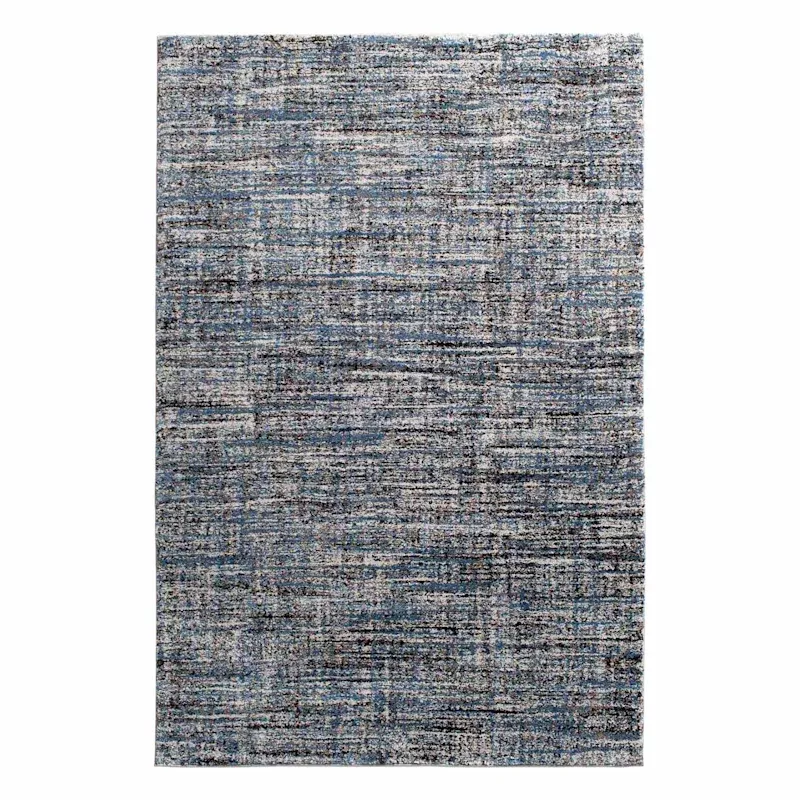 (A410) Strato Hatchure Blue Woven Shag Runner, 2x6