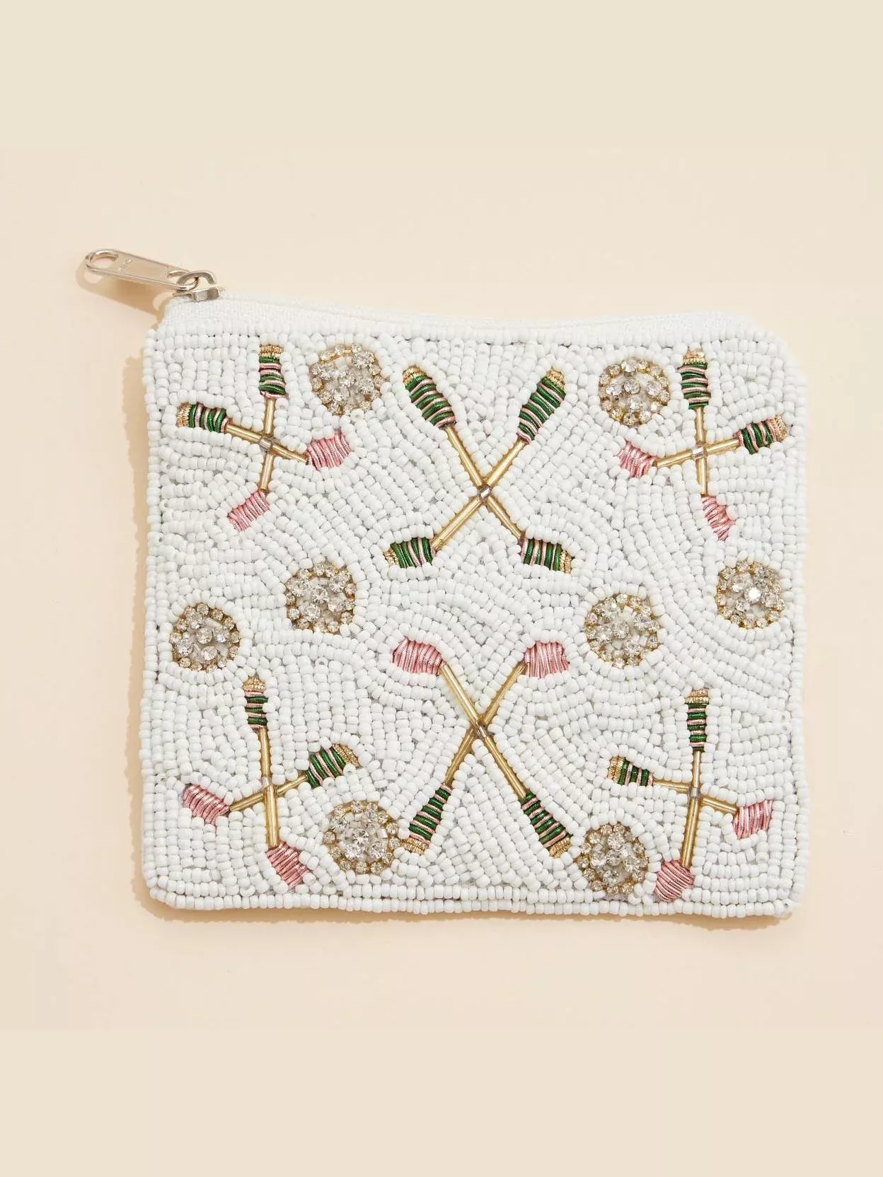 Bandy Racket & Ball Beaded Coin Pouch
