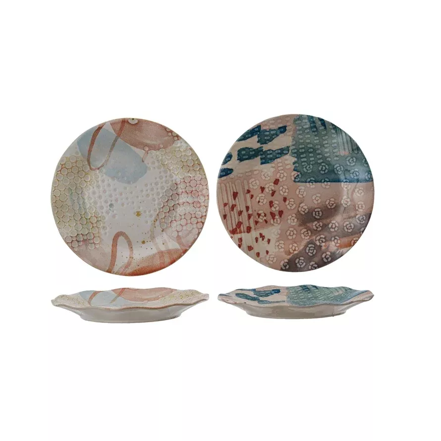 Bloomingville - Stoneware Plate with Abstract Design