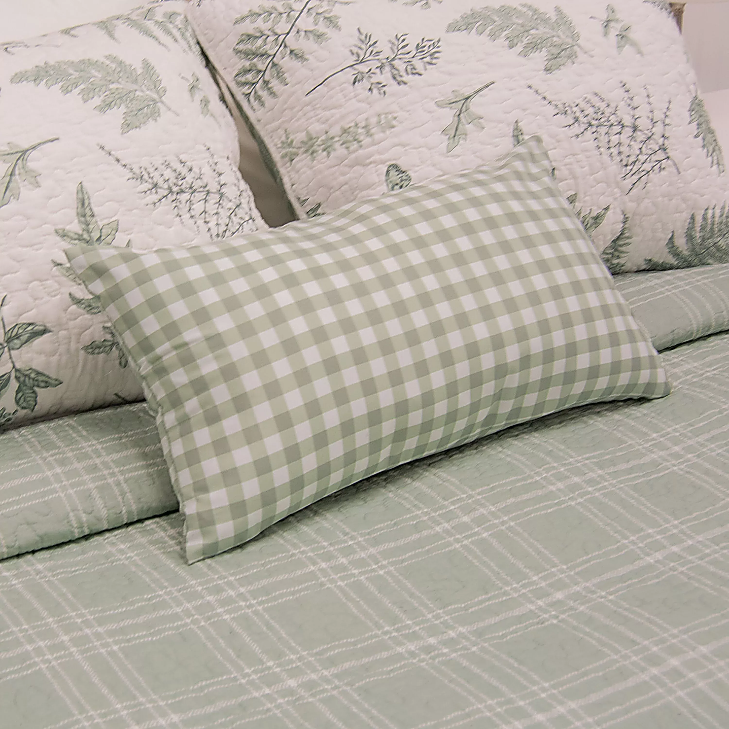 Botanical Decorative Pillow Cover, Check