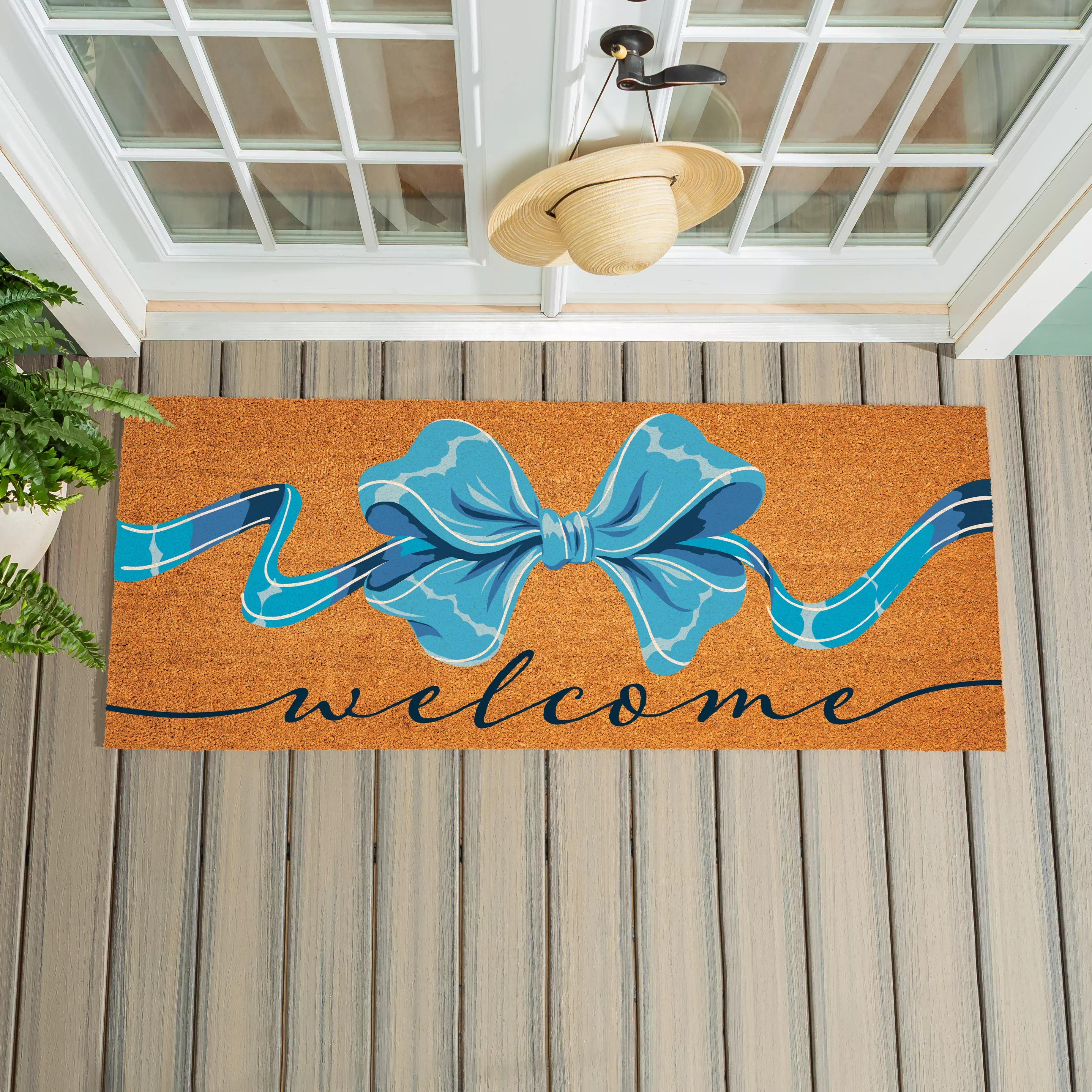 Bunny Blooms Bows & Butterfly, Coir Mat, 60"x24"