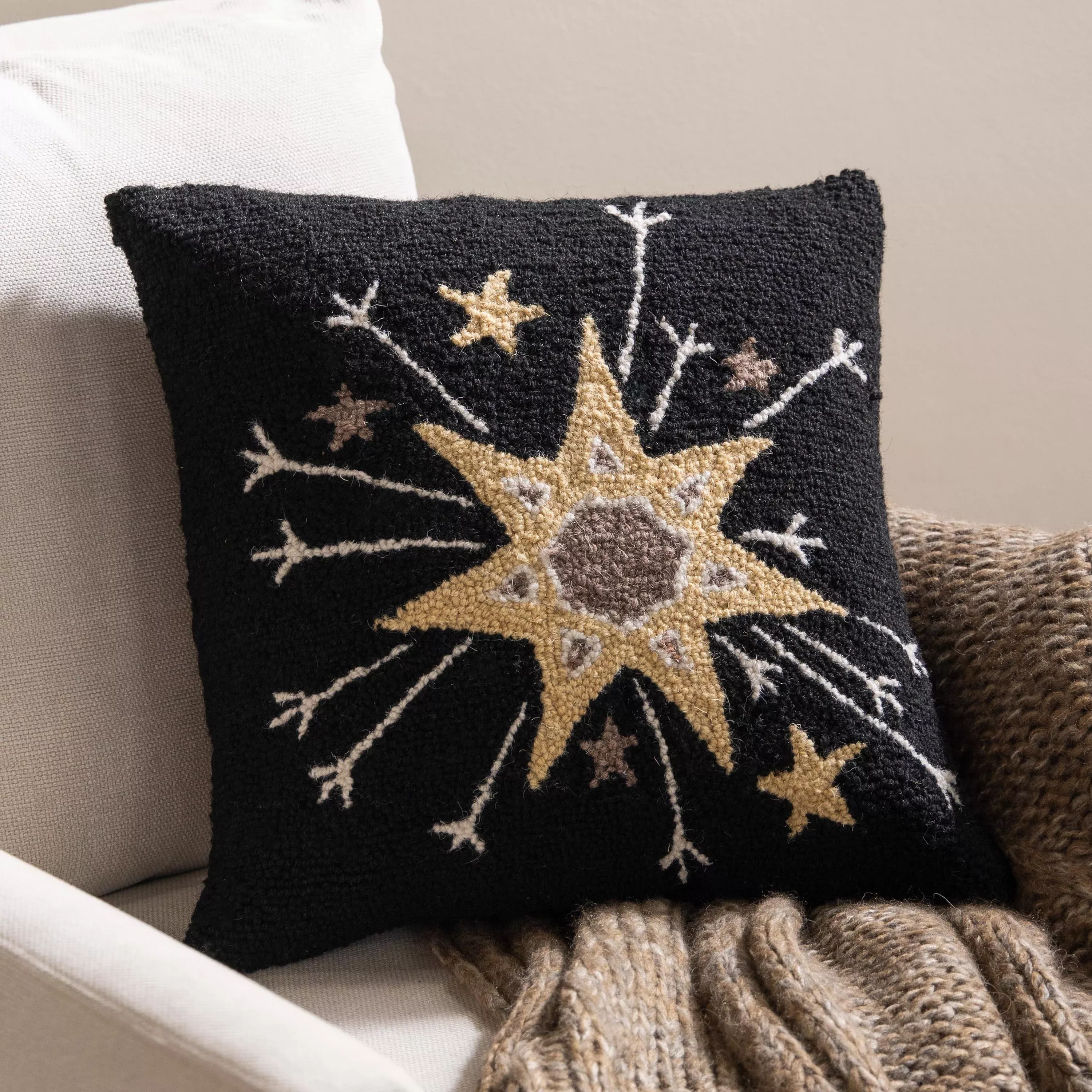 Celestial Starburst Wool Accent Pillow