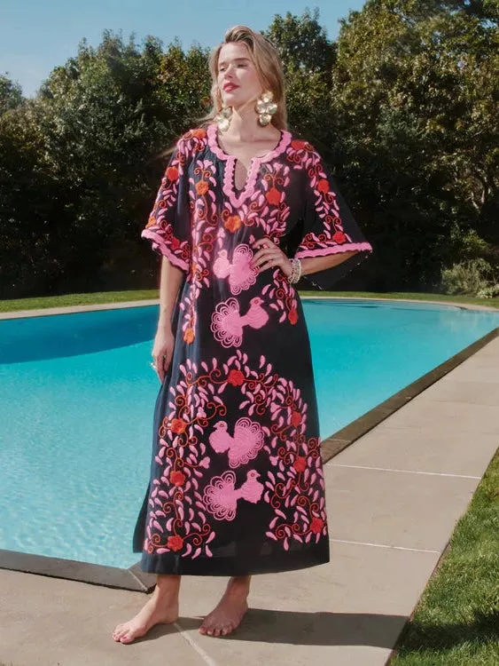 Charming Caftan Peacock Embroidery Dress