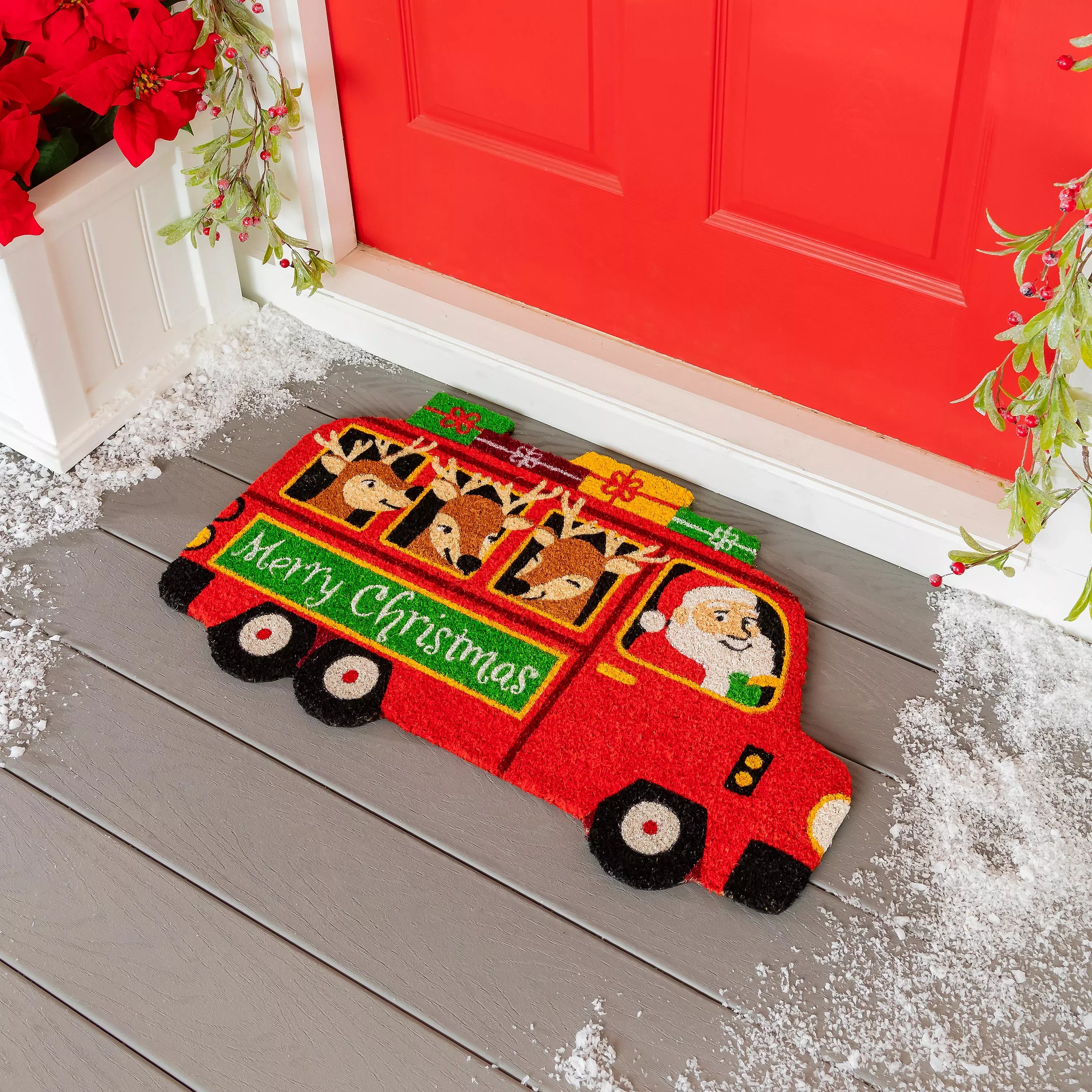 Christmas Bus Shaped Coir Mat