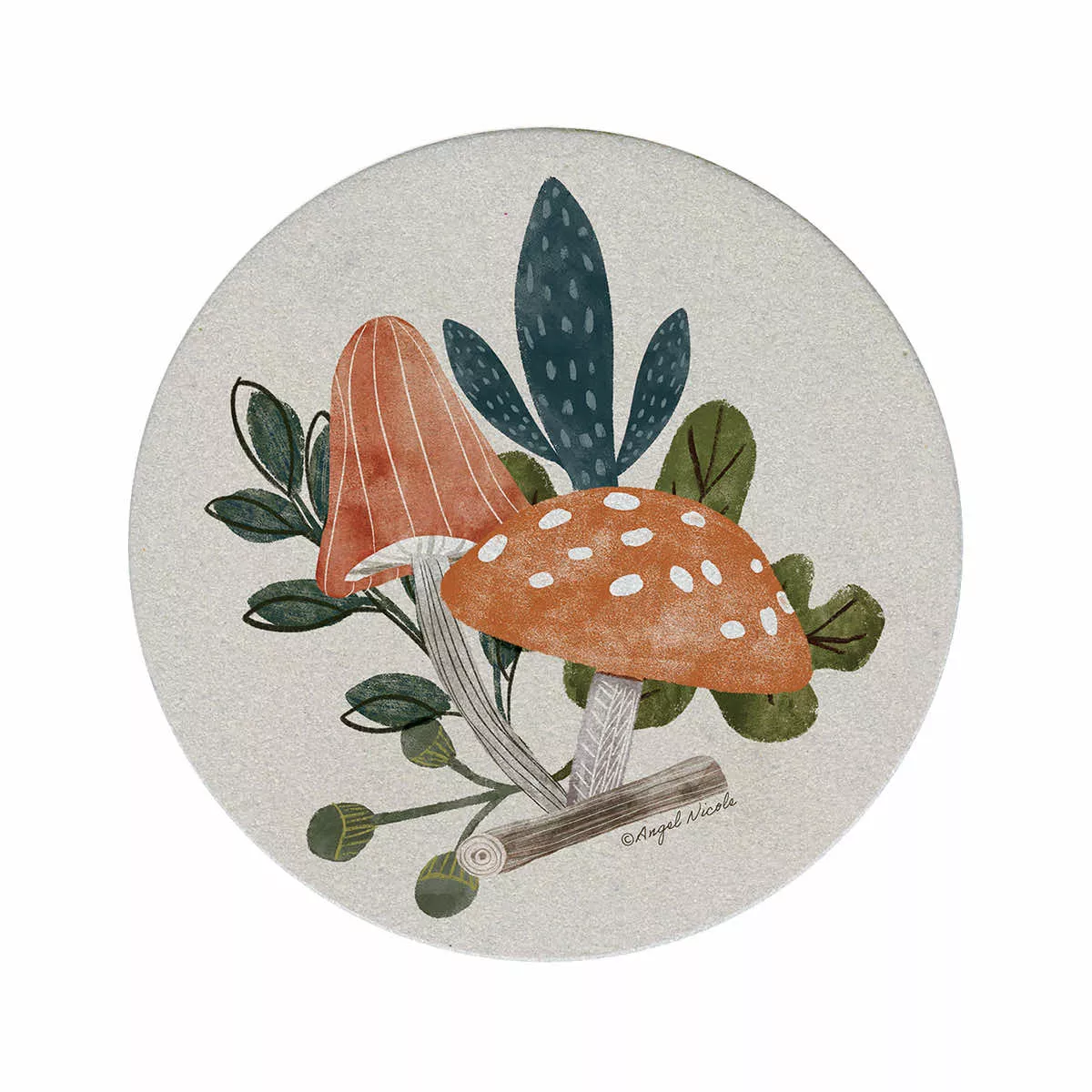 Counter Art Amanita Mushroom 4-Pack Sandstone Coaster Set