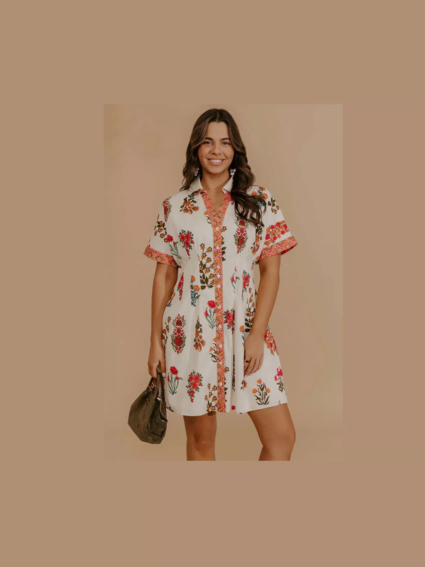Cream Floral Mini Dress