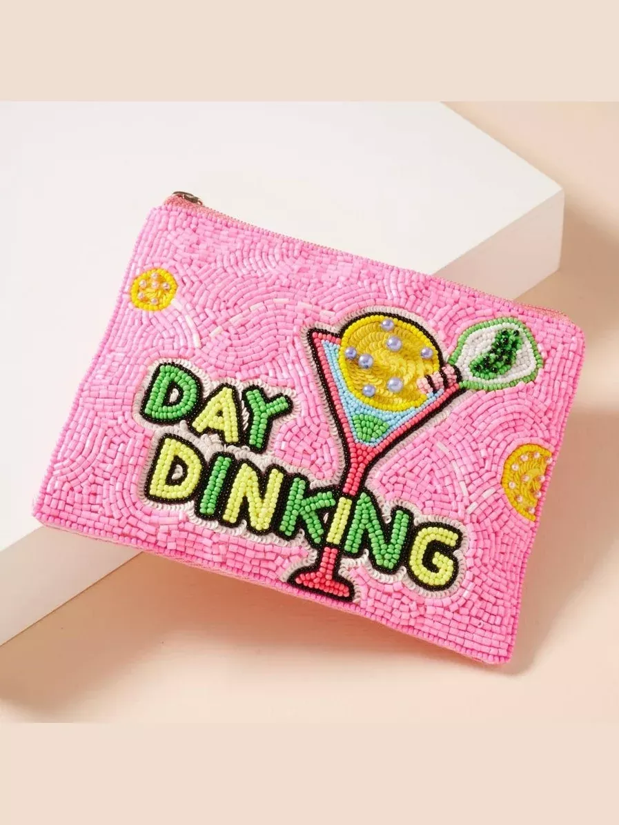 "Day Dinking" Beaded Coin Pouch