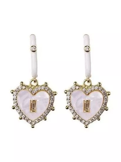 Diamond Capri Heart Drop Charm Earrings