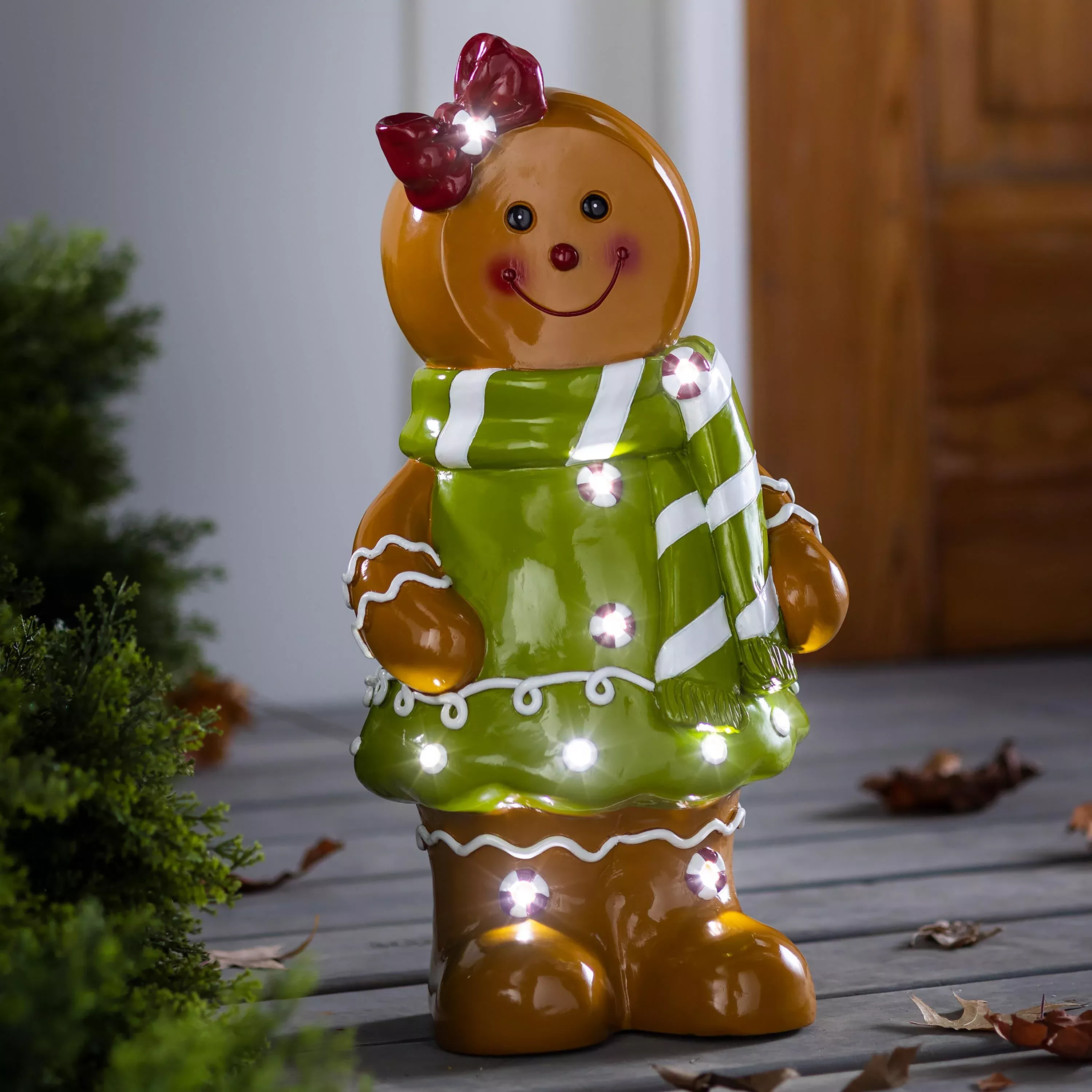Indoor/Outdoor Lighted Gingerbread Girl Shorty Statue