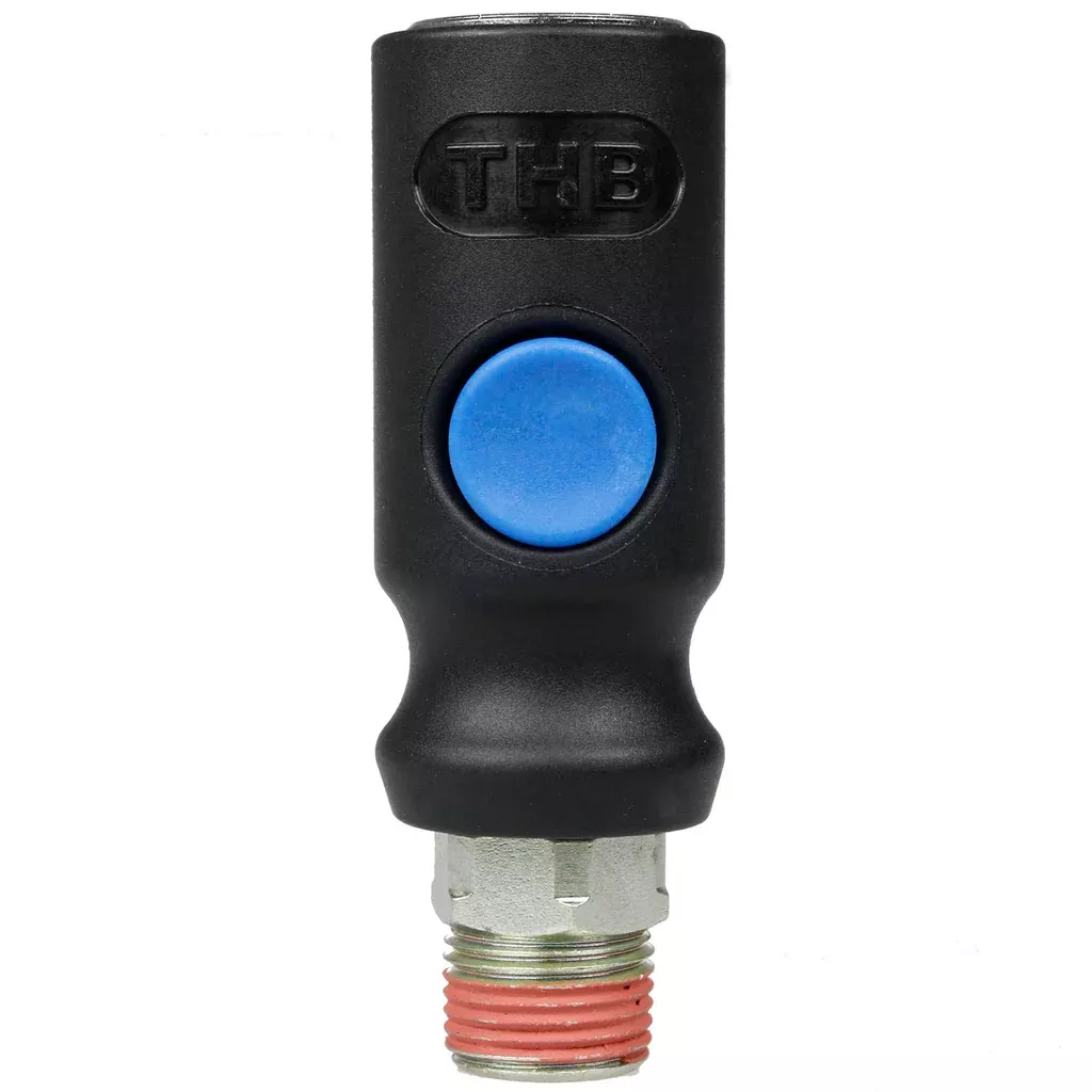 Industrial Style Safety Release Coupler 3/8" MNPT 1/4" Body Push Button Release