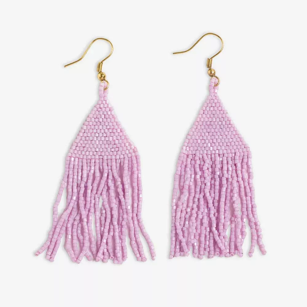 Ink + Alloy - Beaded Fringe Earrings, Lavender