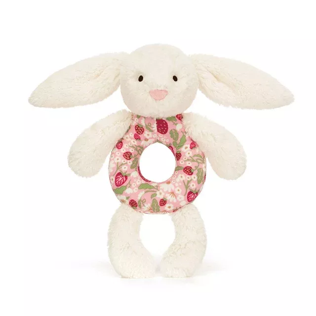 Jellycat - Blossom Cream Bunny Berry Ring Rattle Plush Toy