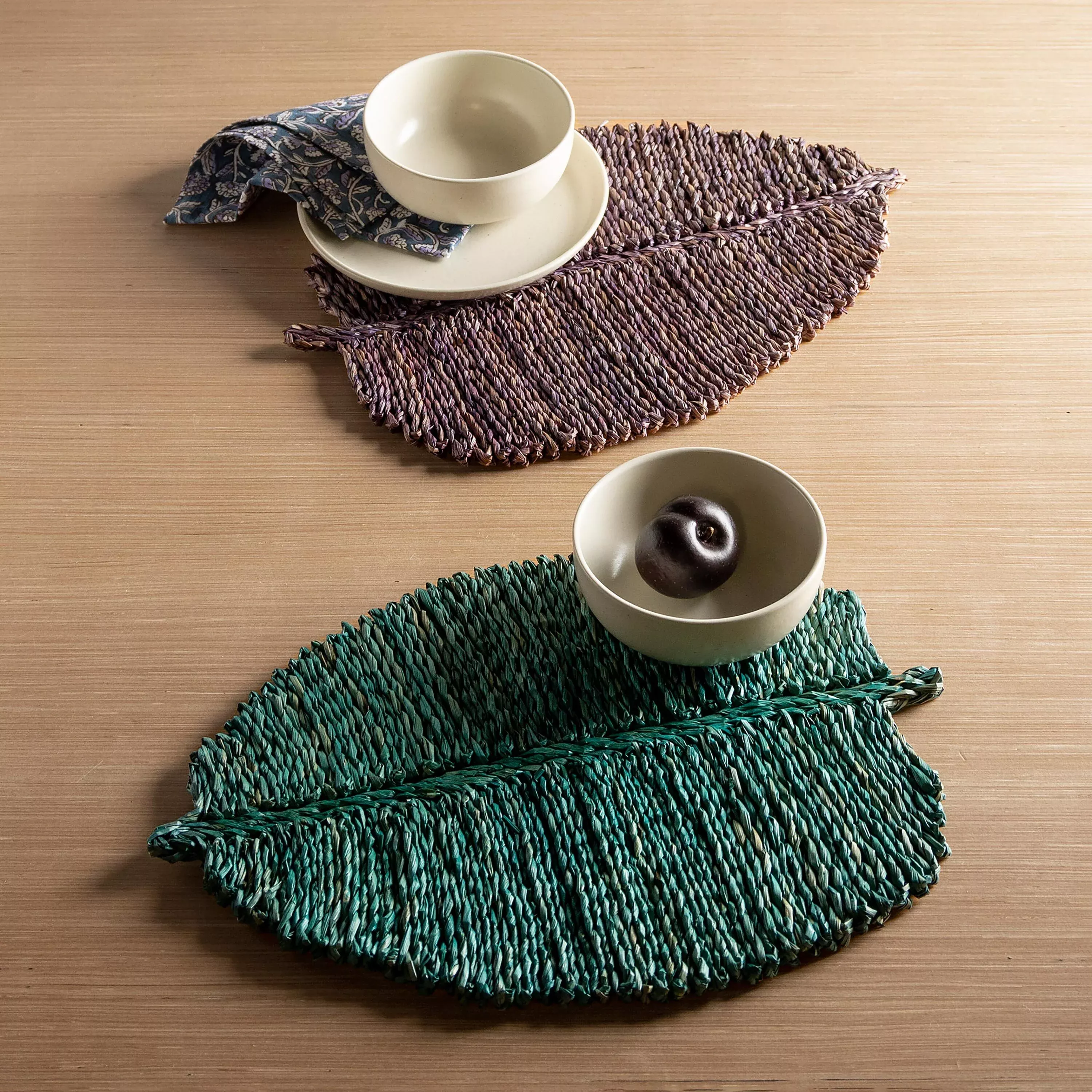 Leaf Placemats Set of 4 Blue