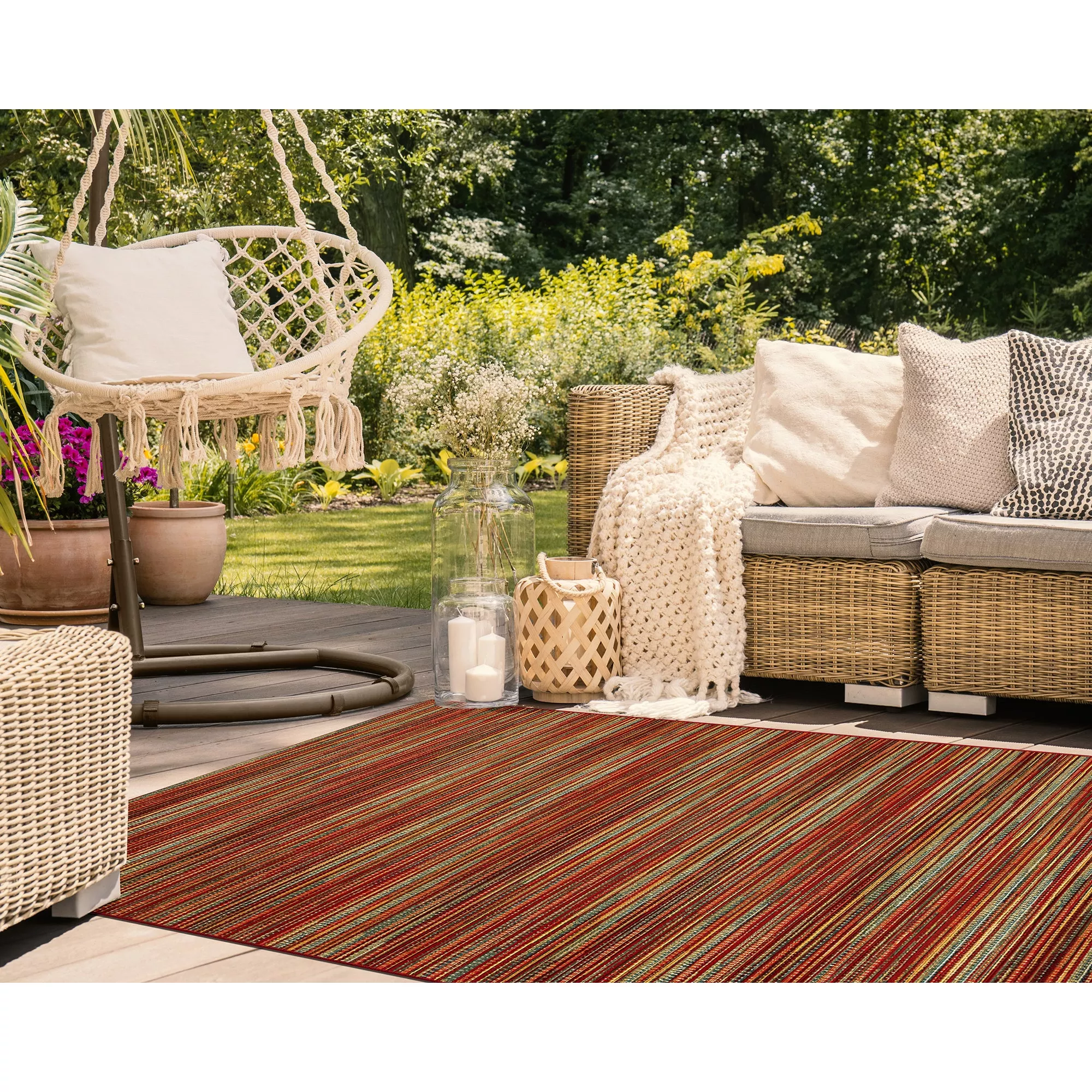 Liora Manne Marina Stripes Indoor/Outdoor Area Rug Saffron