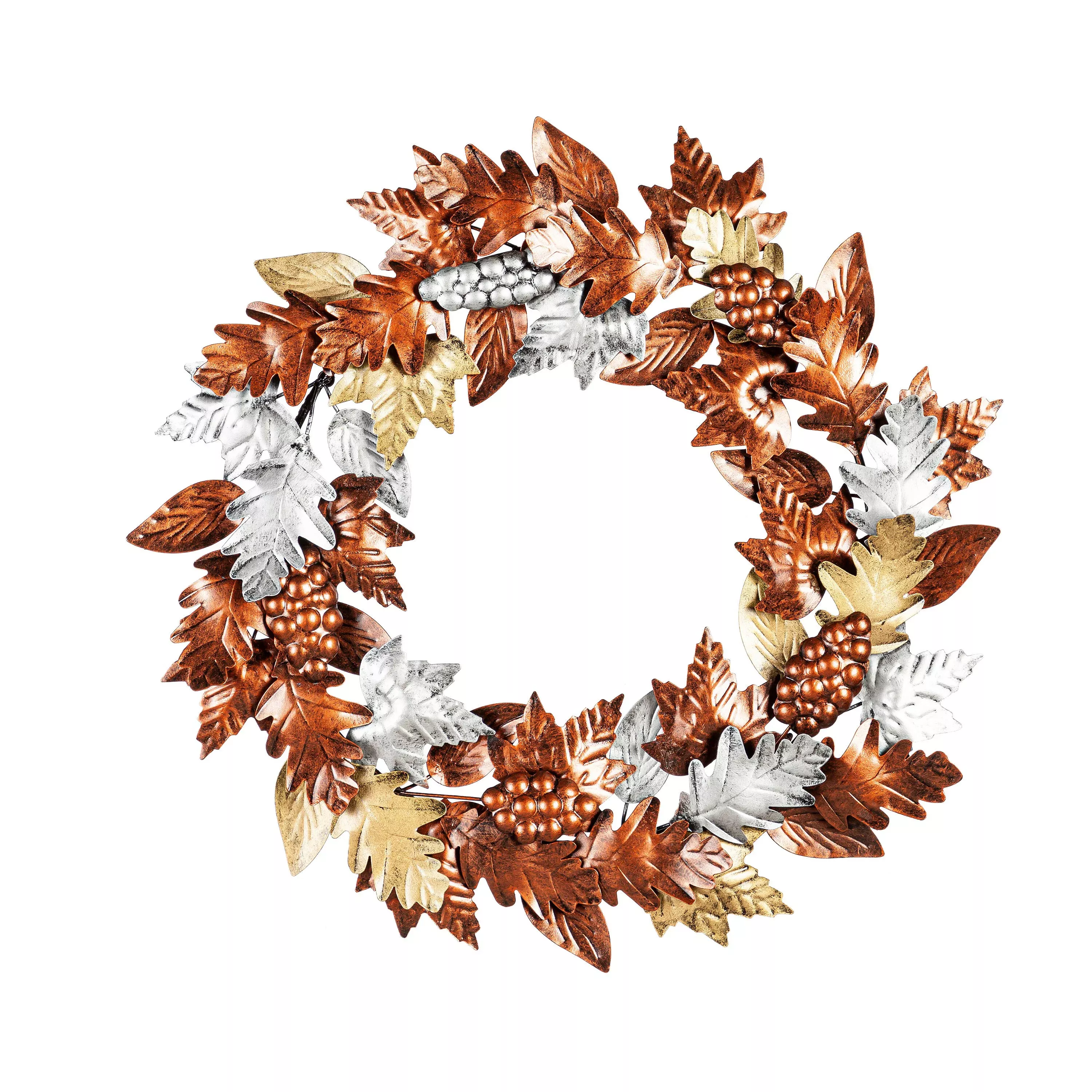 Metal Wall Décor Leaves Wreath