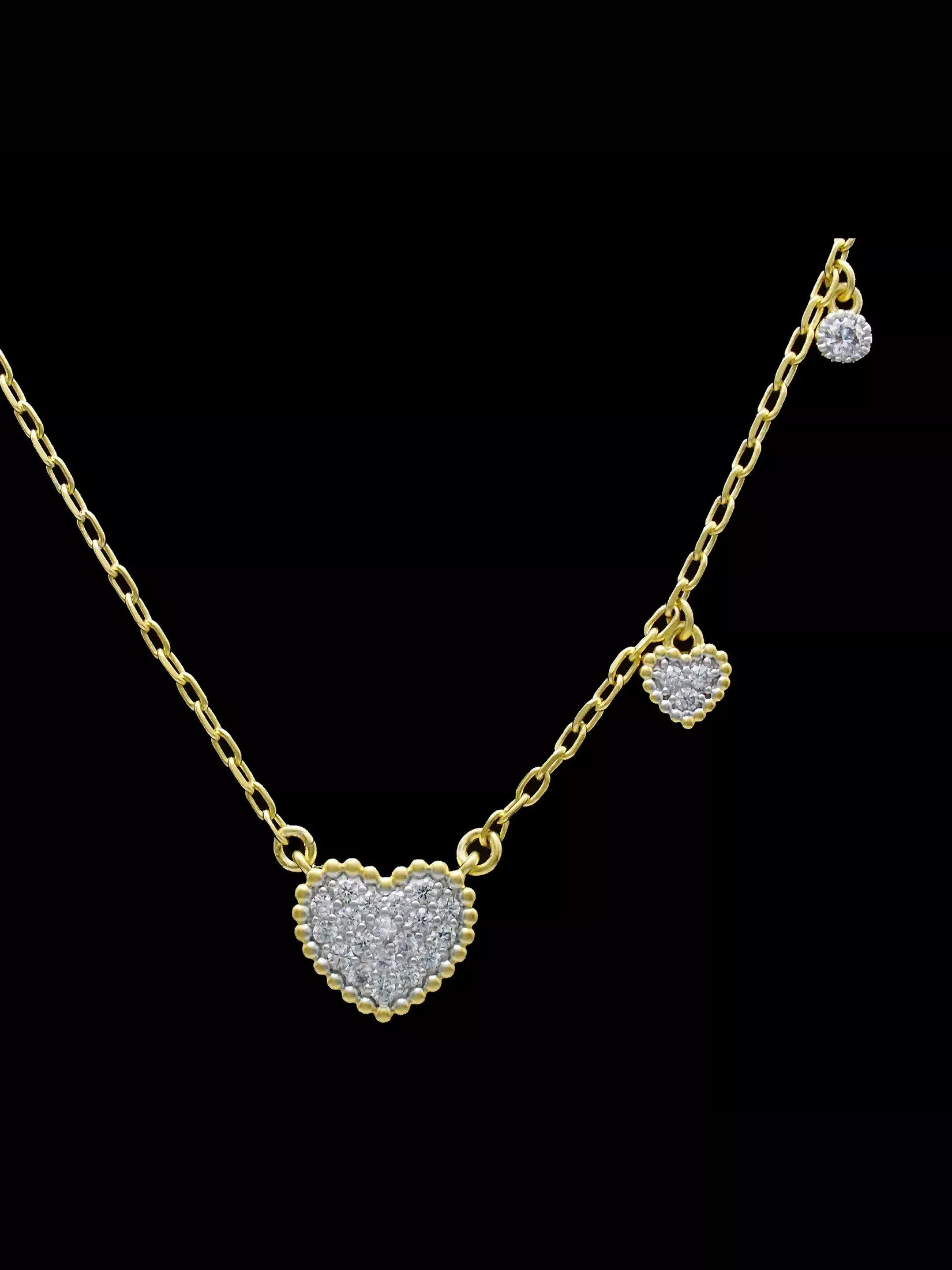 Pave Heart Charm Necklace