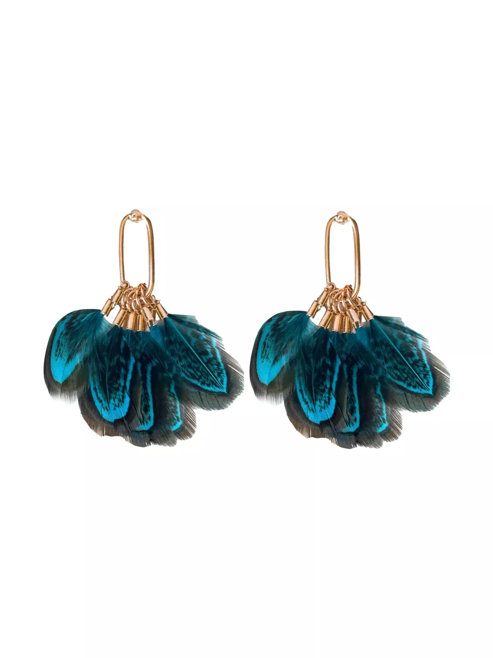 Peacock Feather Fall Statement Tassel Earrings