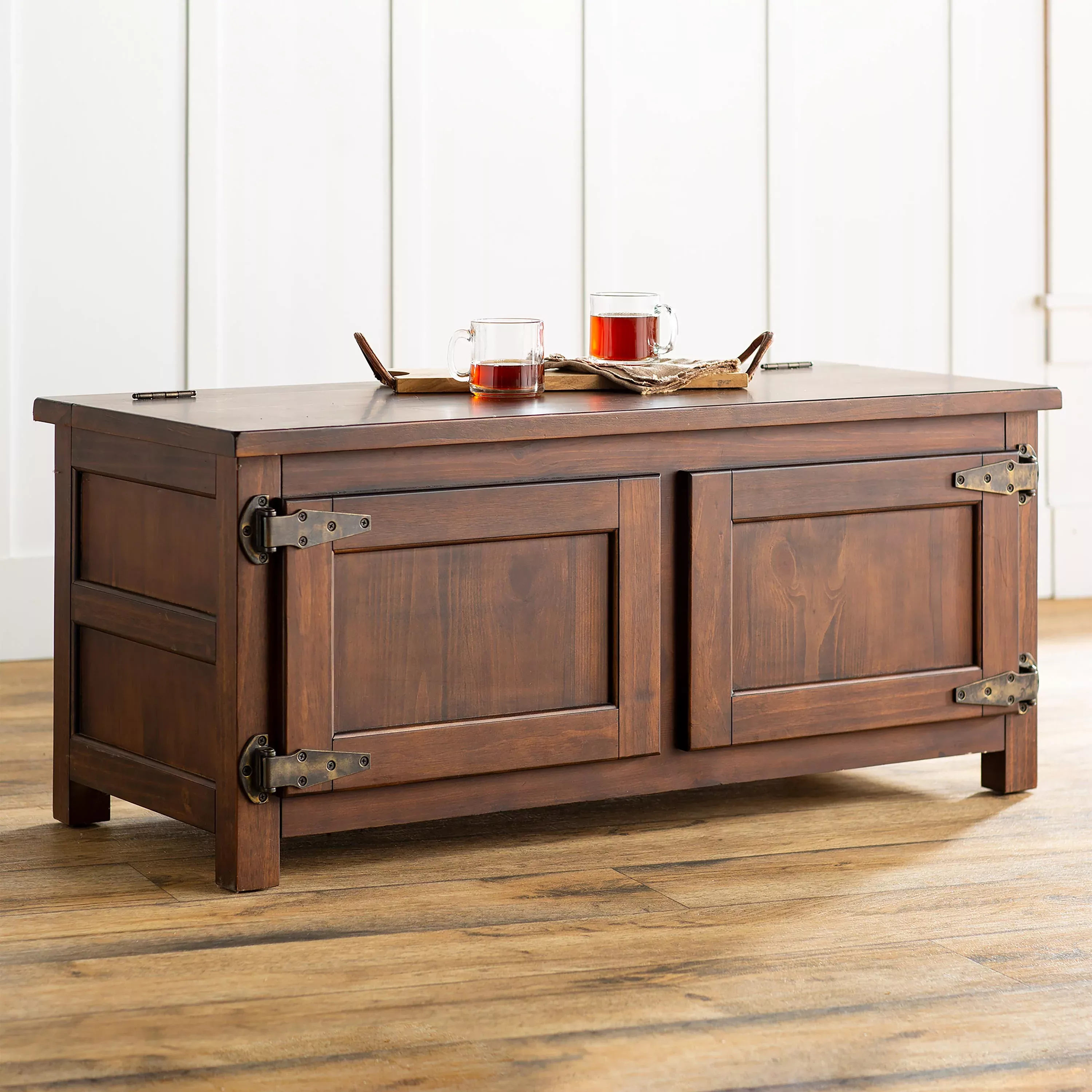 Portland Ice Box Wood Coffee Table/Bench with Replica Hardware
