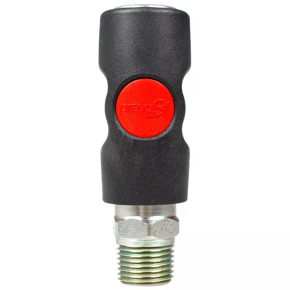 Prevost 1/2" MNPT Truflate Safety Coupling Male Coupler Push Button USI081253