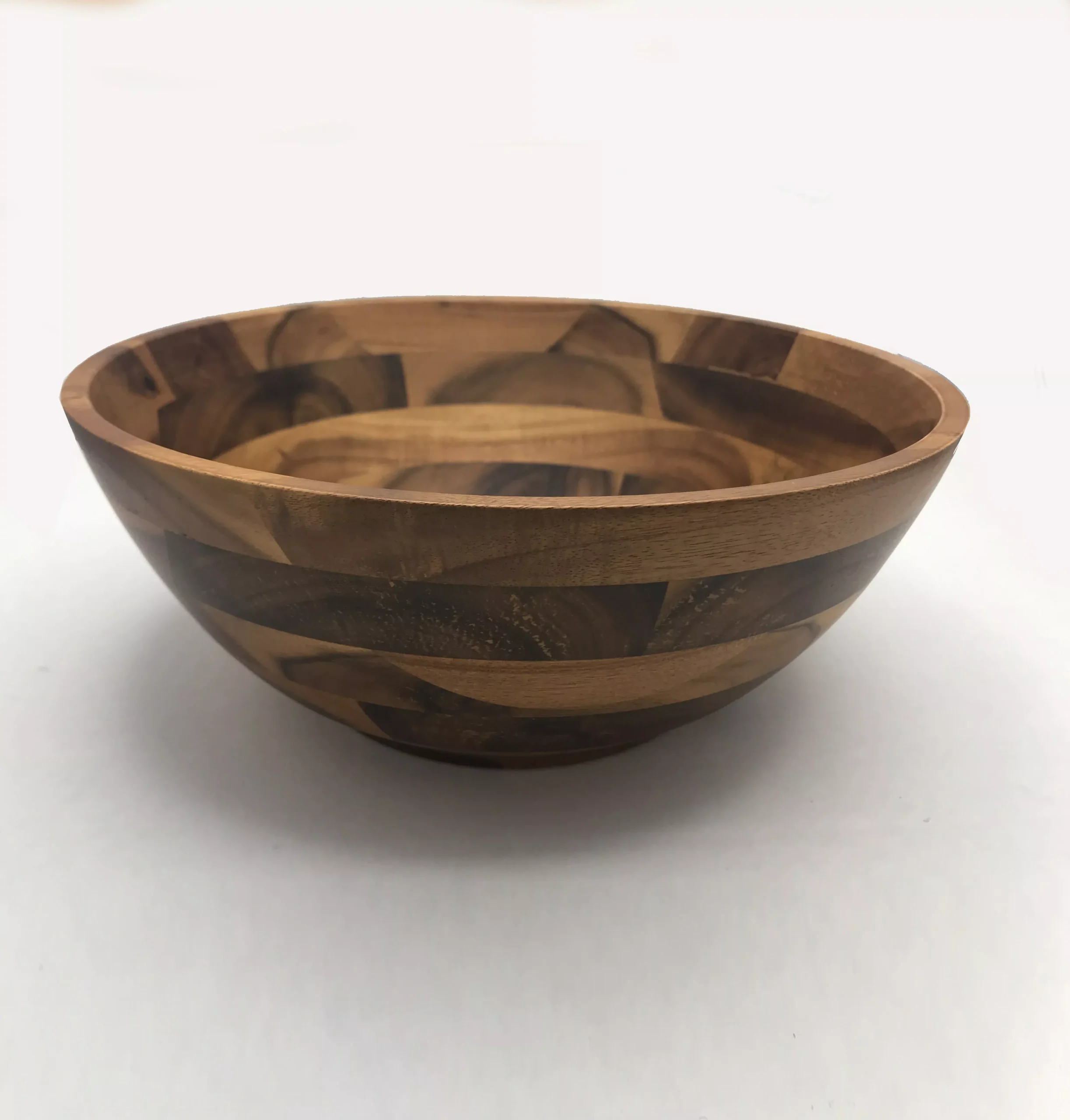 [ Set of 6 ] Zavis Green Acacia Wood Round Salad Bowl 10"| Dishwasher Safe