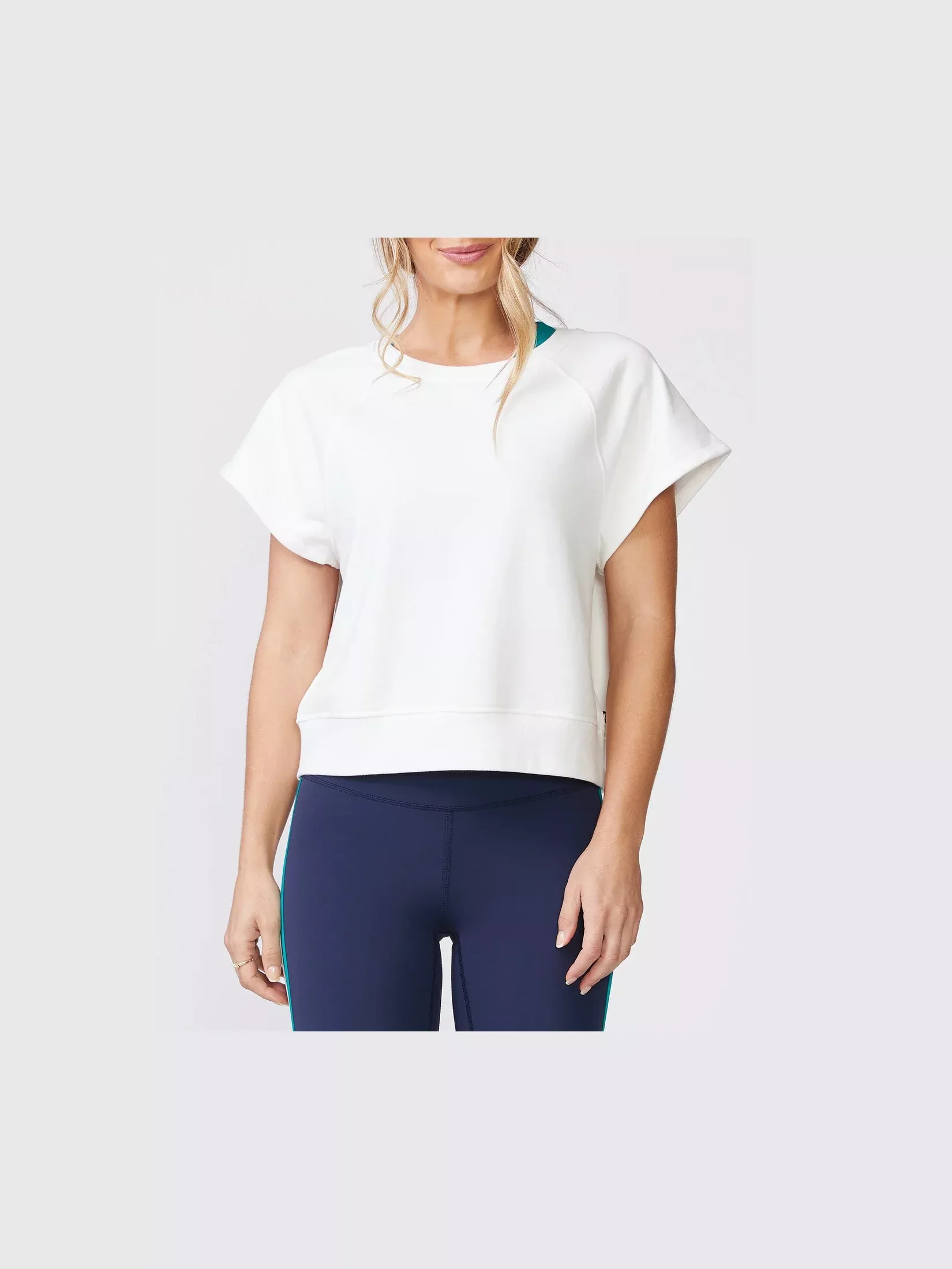 Short Sleeve Raglan Sweater - White