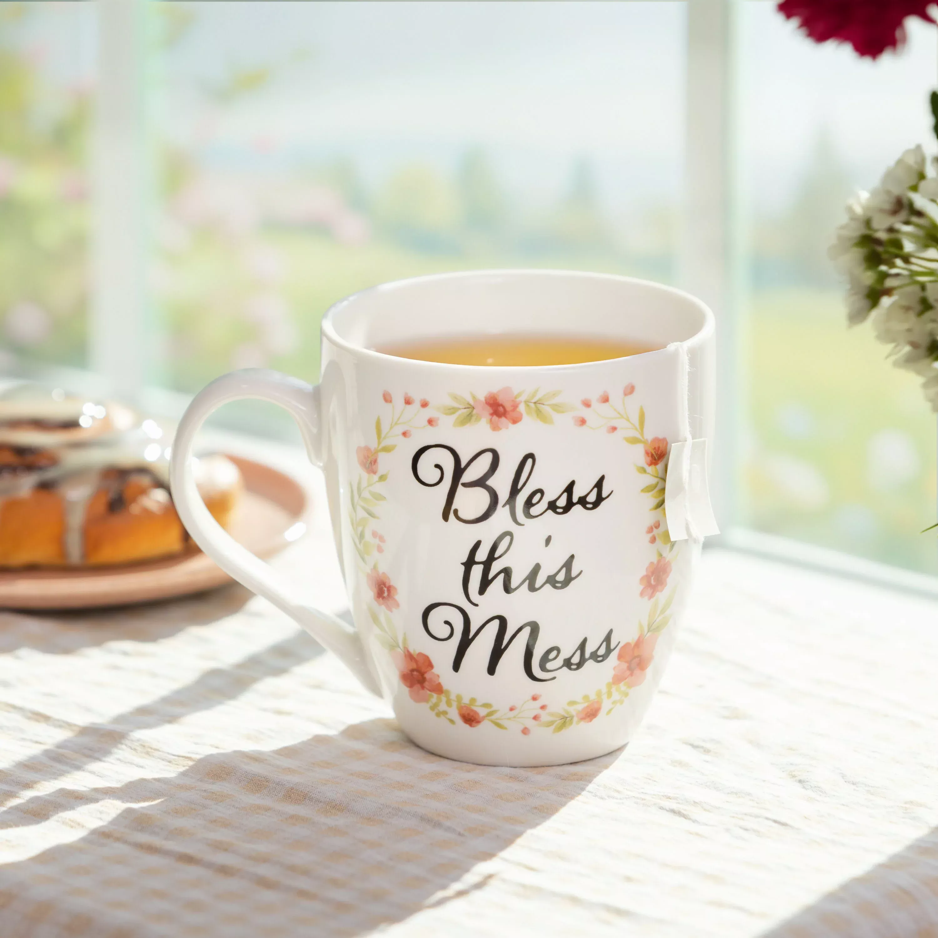 Simple Blessings Coffee Cup Ceramic Cup O Java, Bless this Mess, 17oz, Gift Box