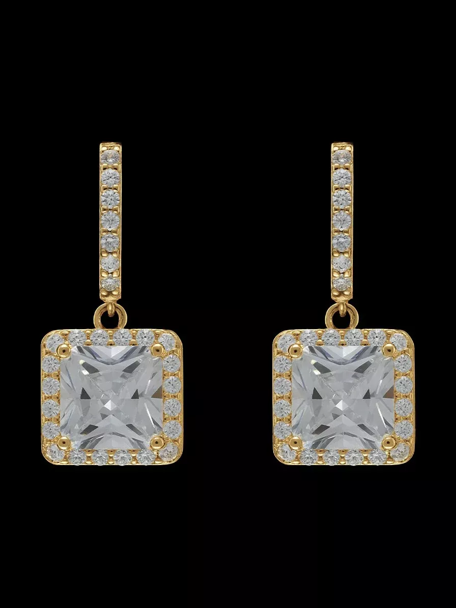 Square Pave Drop Earring