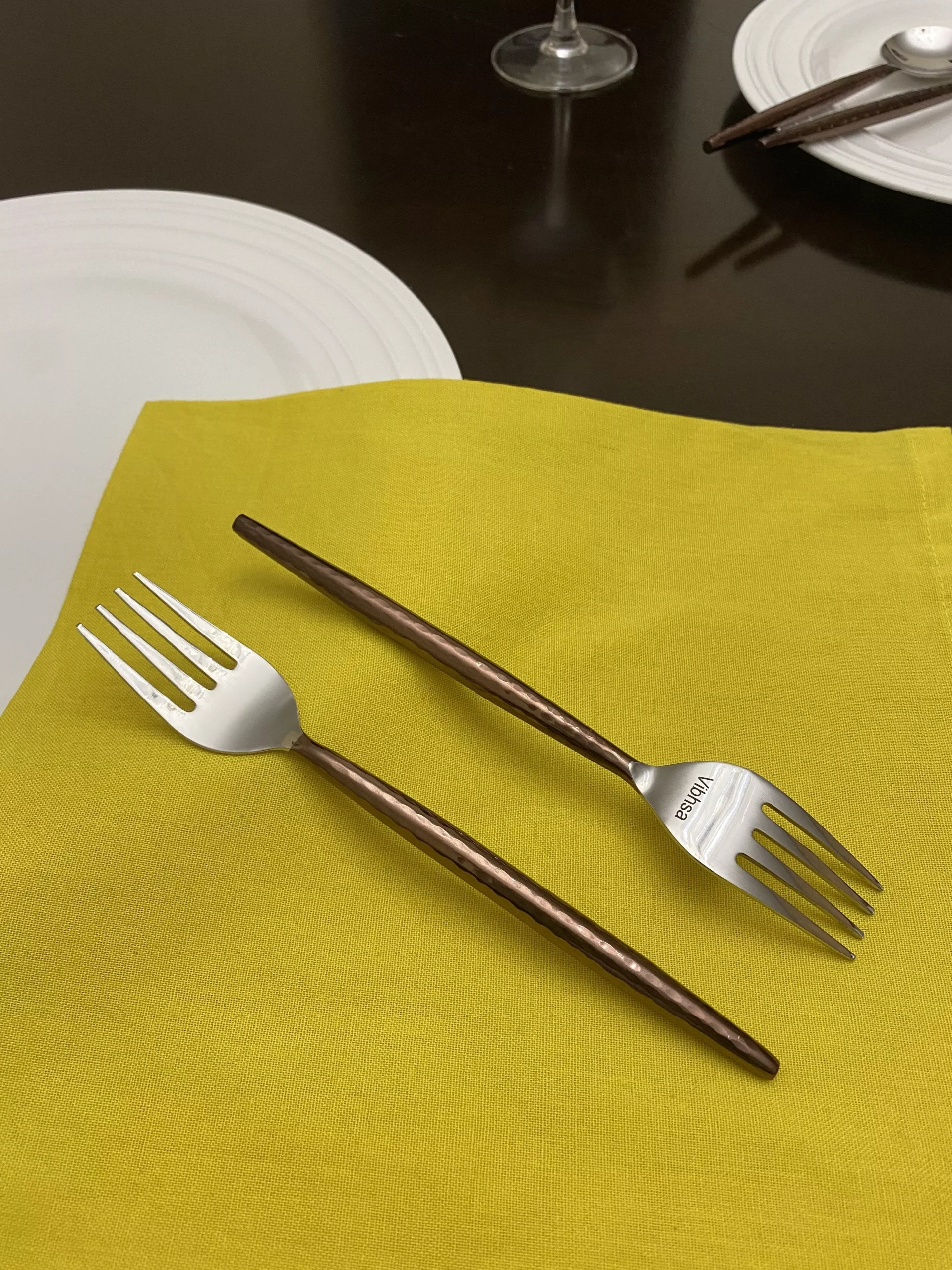 Stainless Steel Salad Appetizer Forks Set of 6 Pieces-Brown