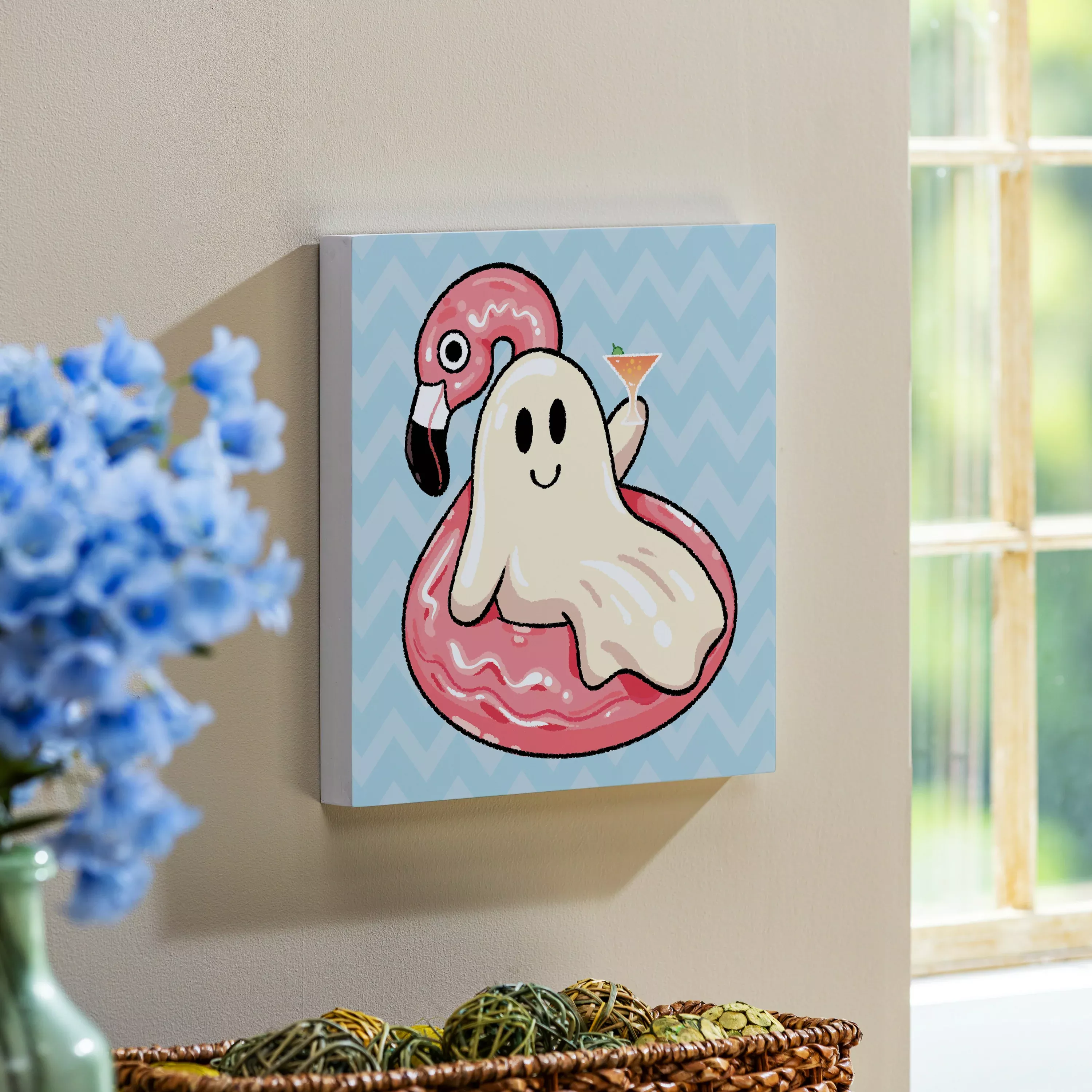 Summerween Indoor Wall Decor, Ghost in the Pool, 12" L x 12" H