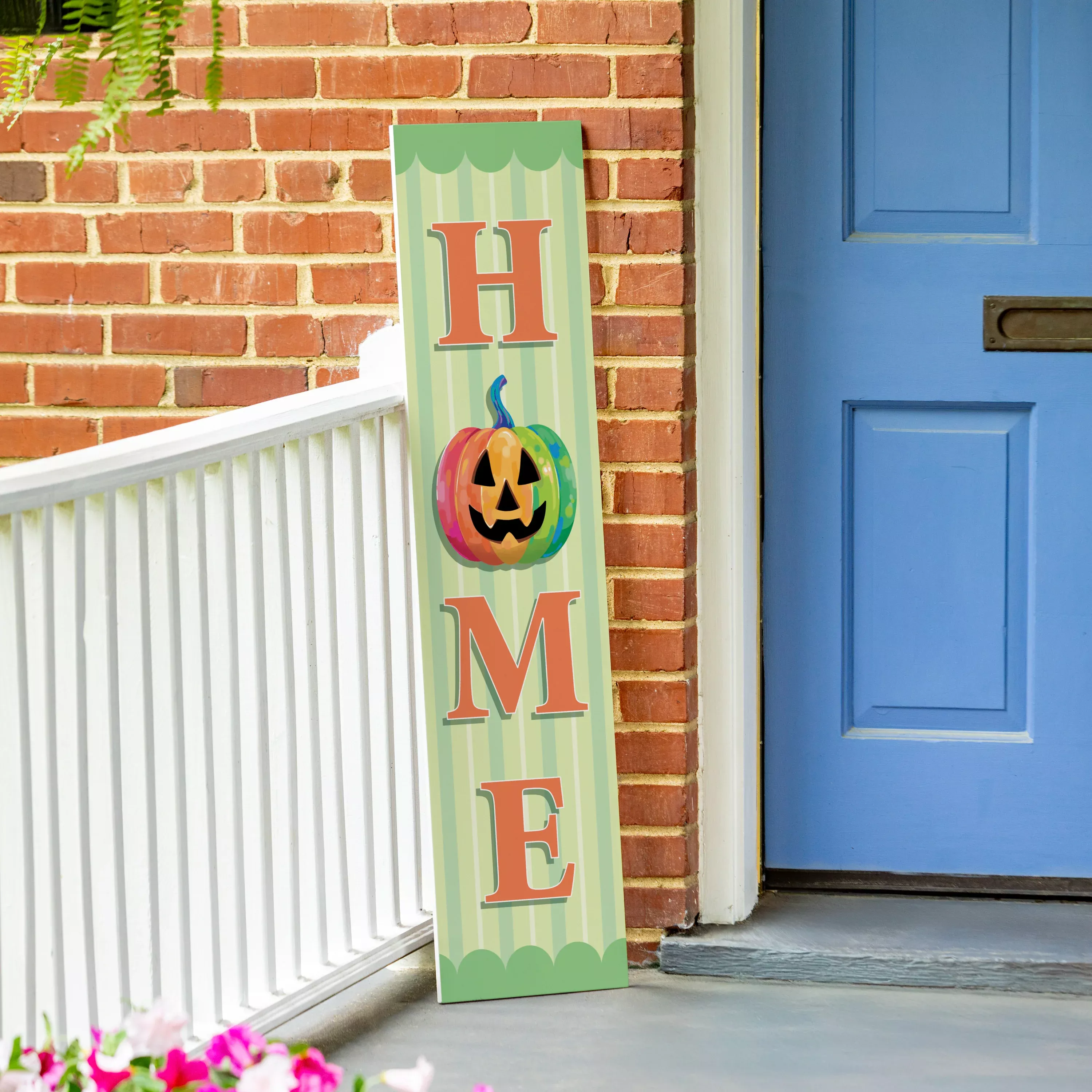 Summerween Porch Leaner, Tropical Jack O' Lantern "Welcome", 46"H