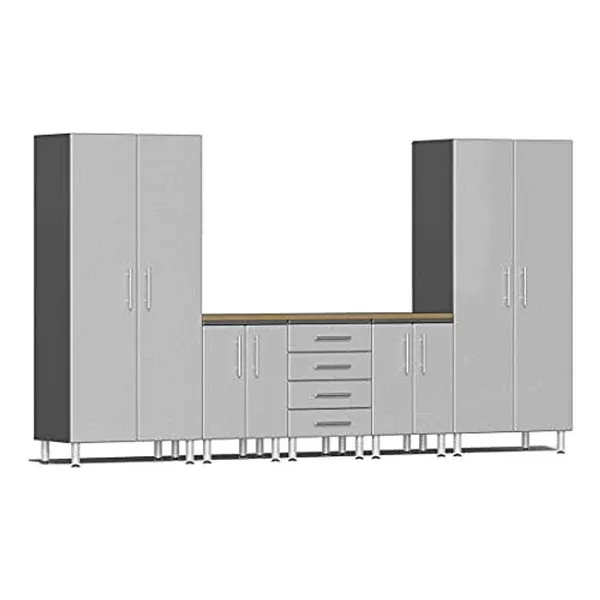 Ulti-MATE Garage 2.0 Series Silver Metallic 6-Piece Kit with Bamboo Top