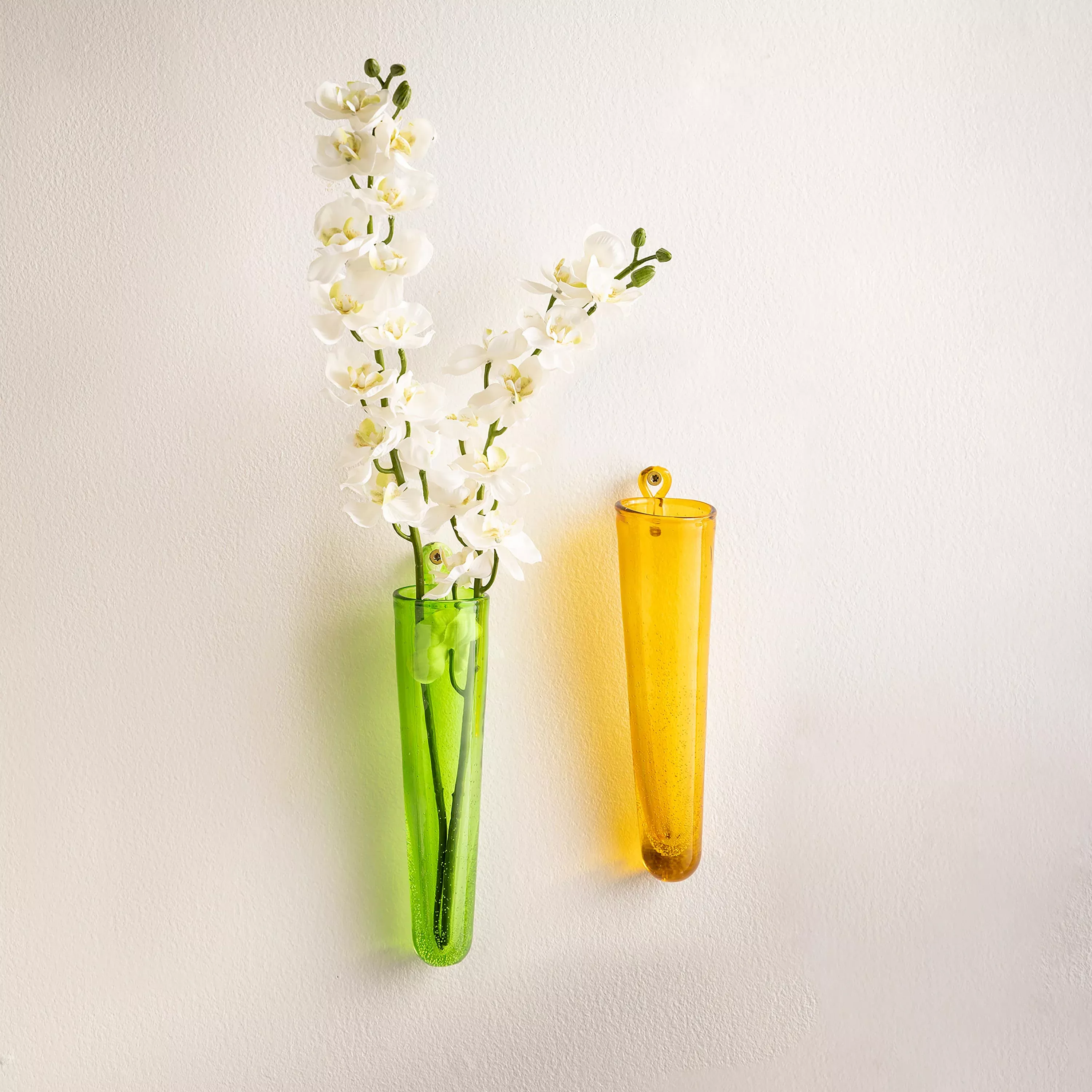 Wall Mount Cylinder Glass Decorative Vases, Set of 2