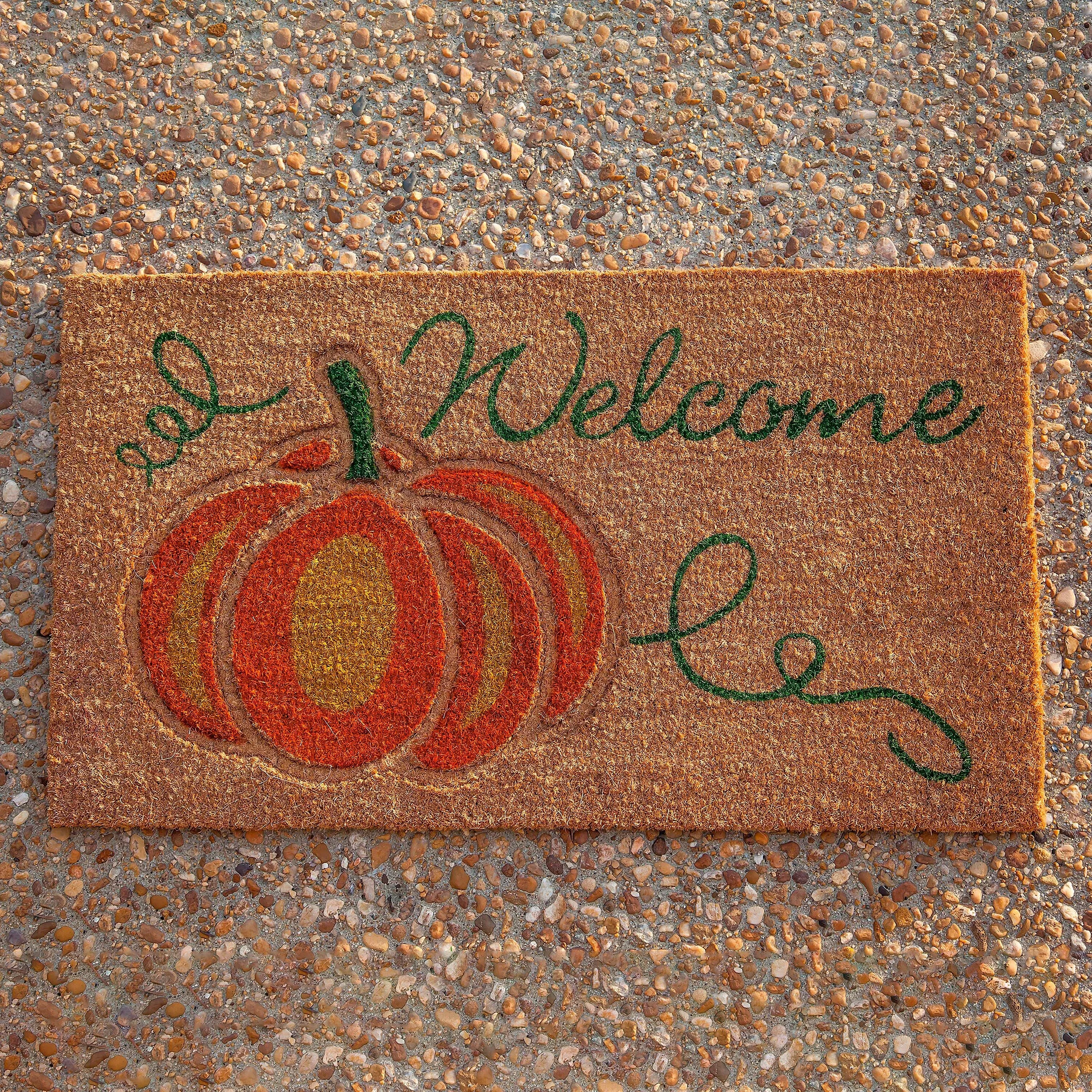 Welcome Pumpkin Coir Doormat