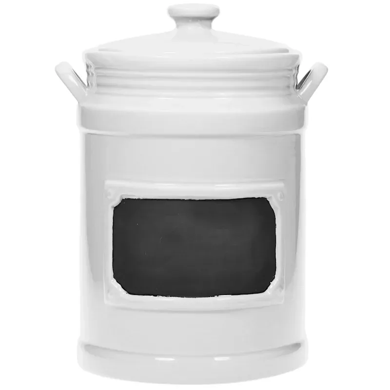 White Chalkboard Canister with Lid, Large