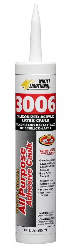 White Lightning W12000010 Multi-Purpose Adhesive Caulk, 10 Oz, White