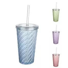 Wholesale Plastic Tumblers with Lids and Straws - 24 oz Swirl Cup
