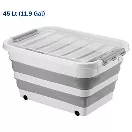 Wholesale Rolling Storage Containers – 12 Gal Collapsible Plastic Bins with Handle | 4 pcs