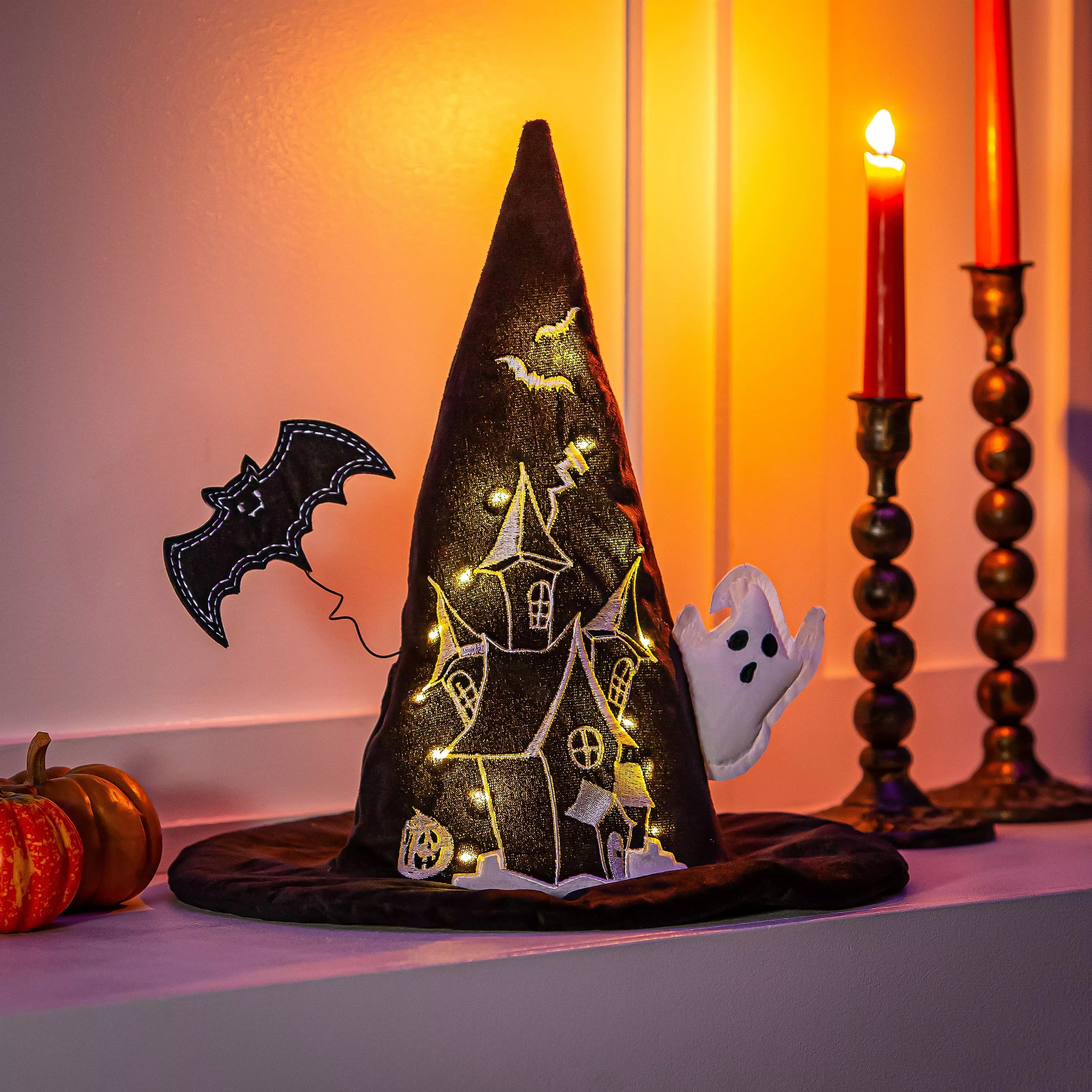 Witch Hat LED Fabric Table Décor, 13.75"H