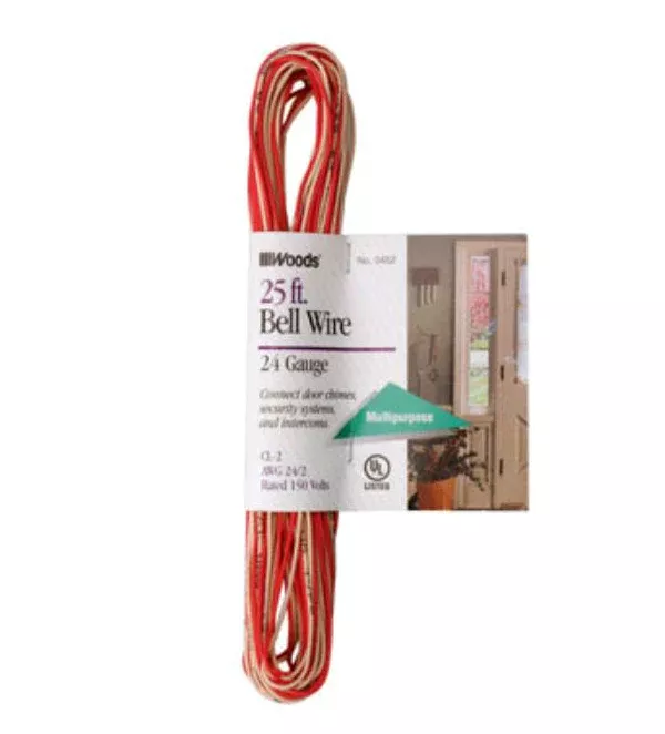 Woods 0452 Bell Wire, 25', Red And White
