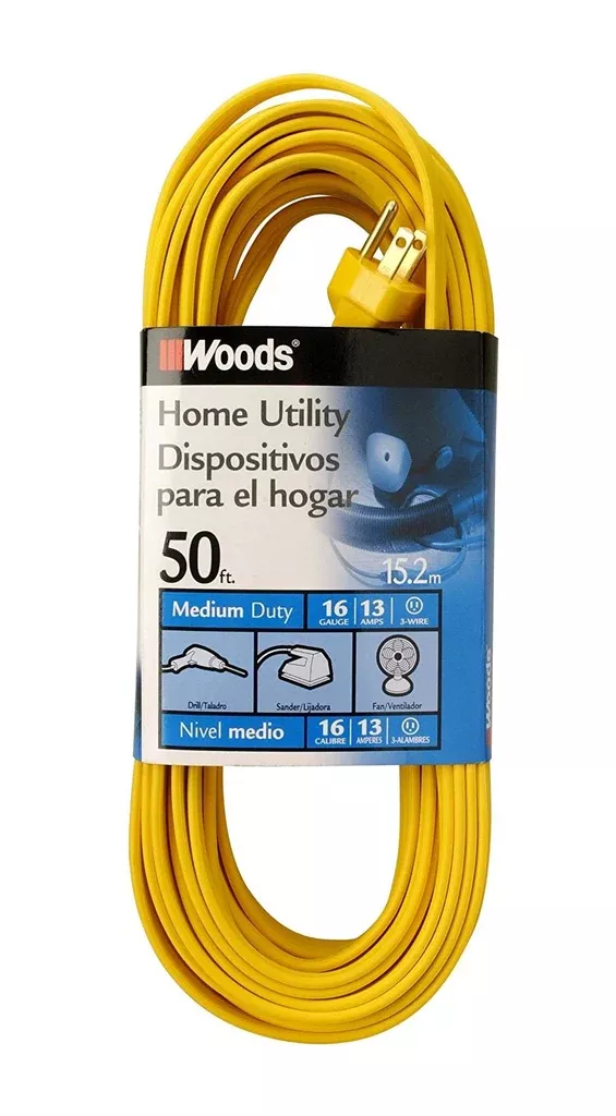 Woods 0832 Flat Utility Extension Cord, Yellow, 50-Feet